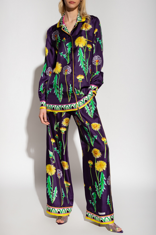 パンツ Dolce & Gabbana 'Bouquet' pajama pants (FTDCXTHS5TR HA5PC) Silk satin jacquard pajama pants with all-over DG logo in